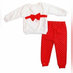 Rene Rofe Baby Best Gift Ever 2 Pcs Christmas Polka Dot Bow Set NWT